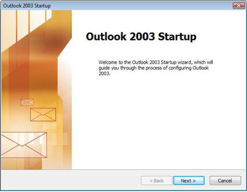 Outlook 2003 Startup window