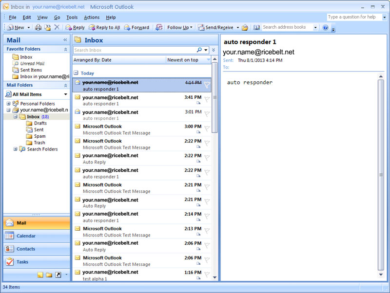 Microsoft Outlook Mail Folders window